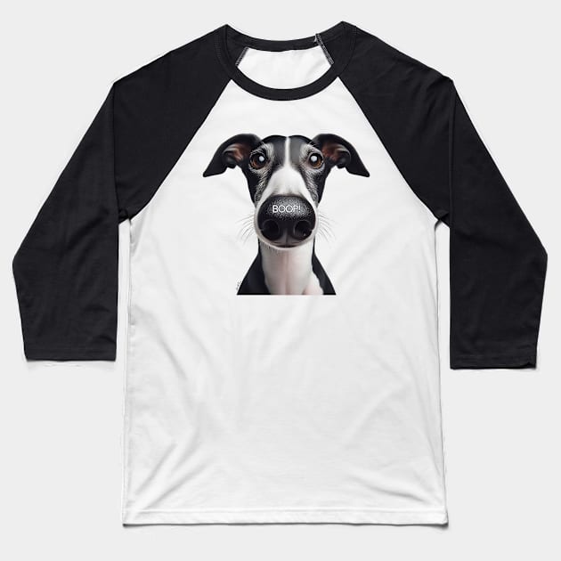 Greyhound Dog Boop Baseball T-Shirt by Greyhounds Are Greyt